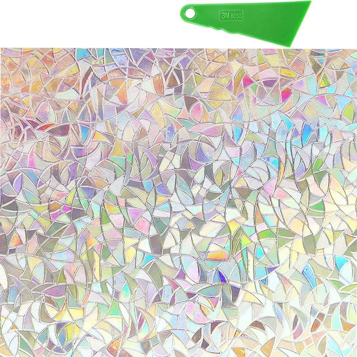 Cart In Mart Window Decor 45x500cm Peel & Stick 3D Rainbow Window Film