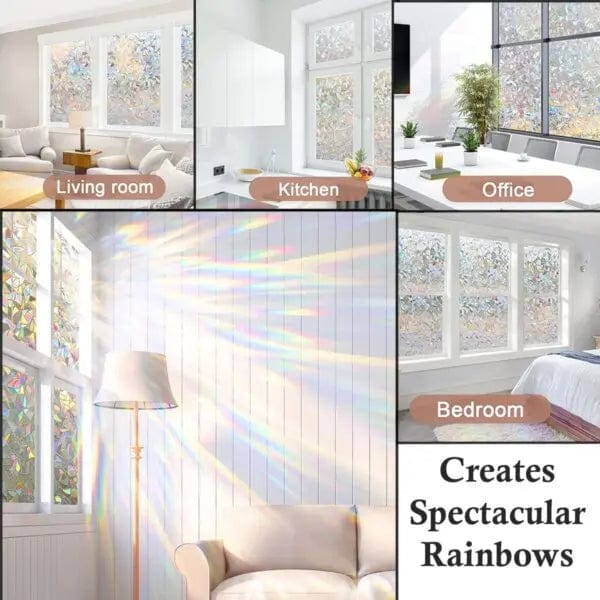 Cart In Mart Window Decor 60x200cm Peel & Stick 3D Rainbow Window Film