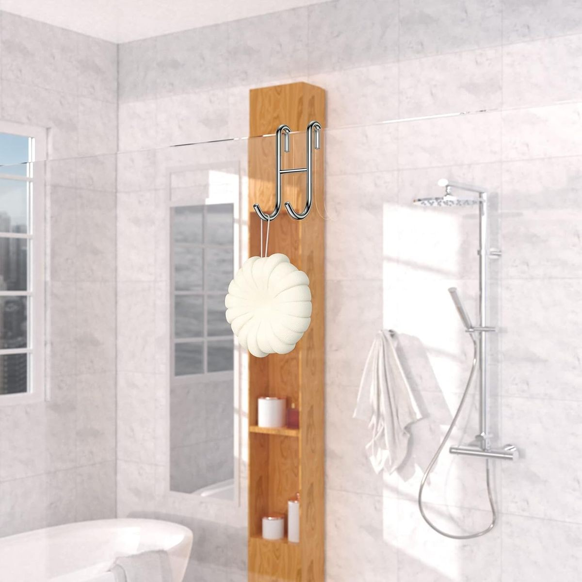 Cart In Mart Shower Door Towel Hooks Bathroom No Drill Over Glass-Multipurpose - Pack of 2