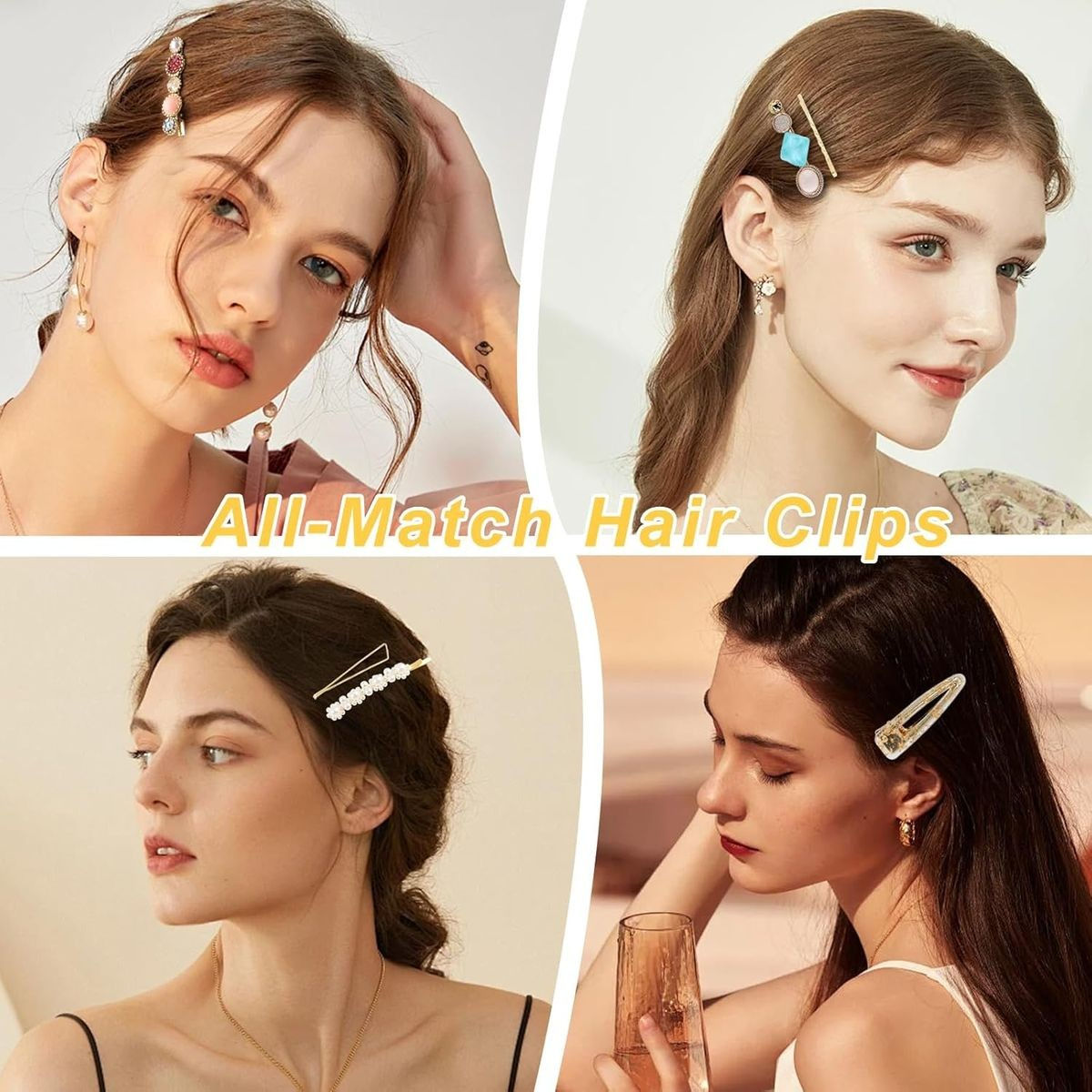 Cart In Mart Pearls Resin Hair Clips and Barrettes Hairpins Accessories For Girls - 28 Piece