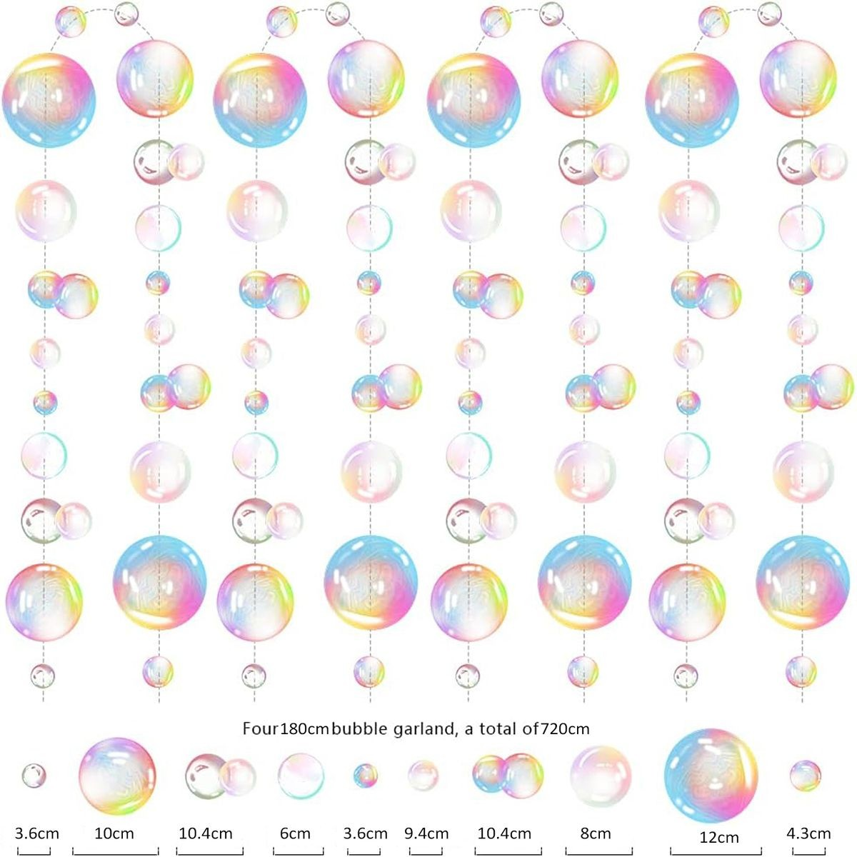 Cart In Mart 4 Pack Mermaid Party Decoration Transparent Hanging Streamer Bubble Garland