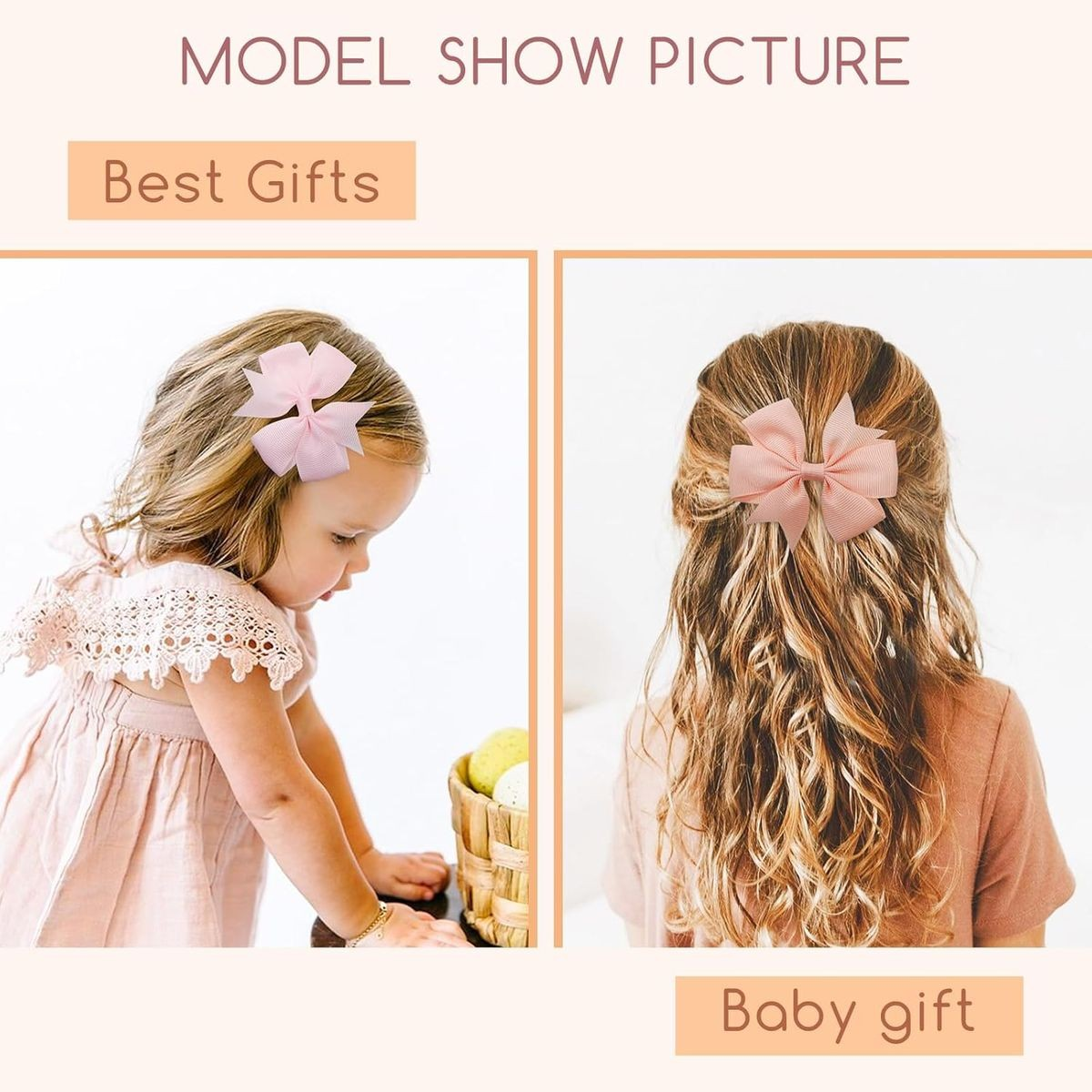 Cart In Mart 40 Pack 8.4cm Hair Bows For Baby Girls Alligator Clips Grosgrain Barrettes