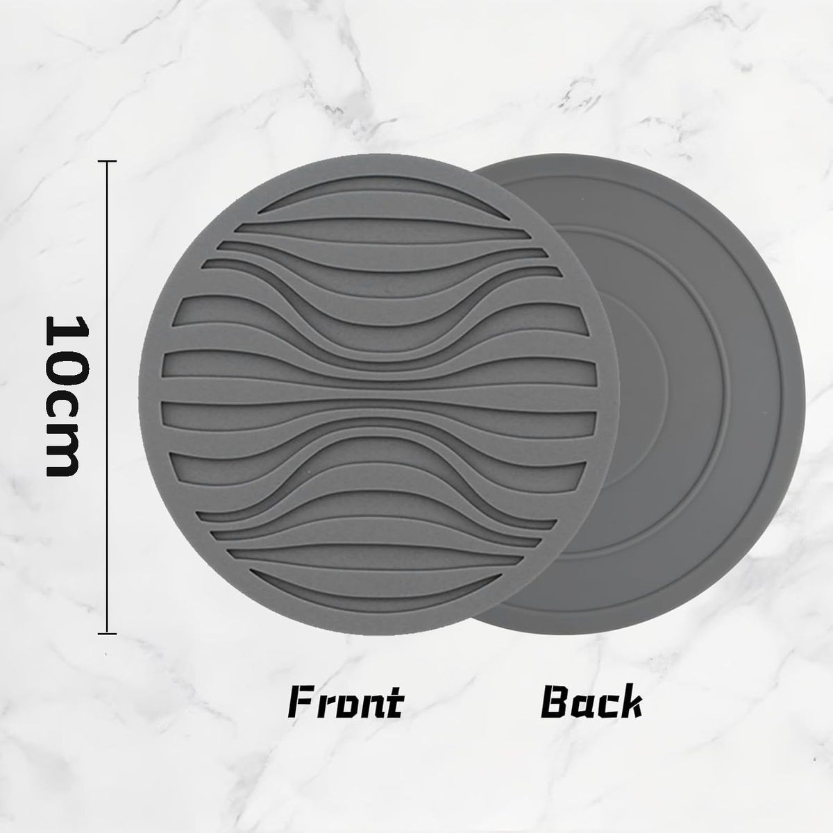 Cart In Mart 6 Pack Silicone Coasters Set With Holder For Drink Cup Barware - Grey