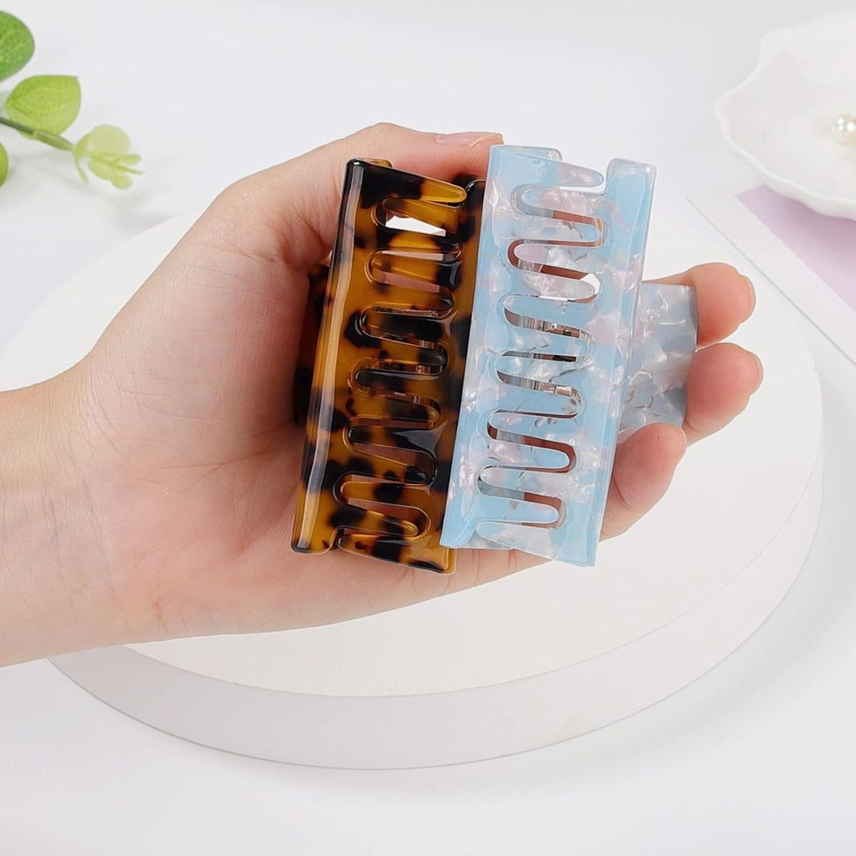 Cart In Mart 8 Pack Hair Claw Clips For Women Girls Fashion Tortoise Barrettes Rectangle