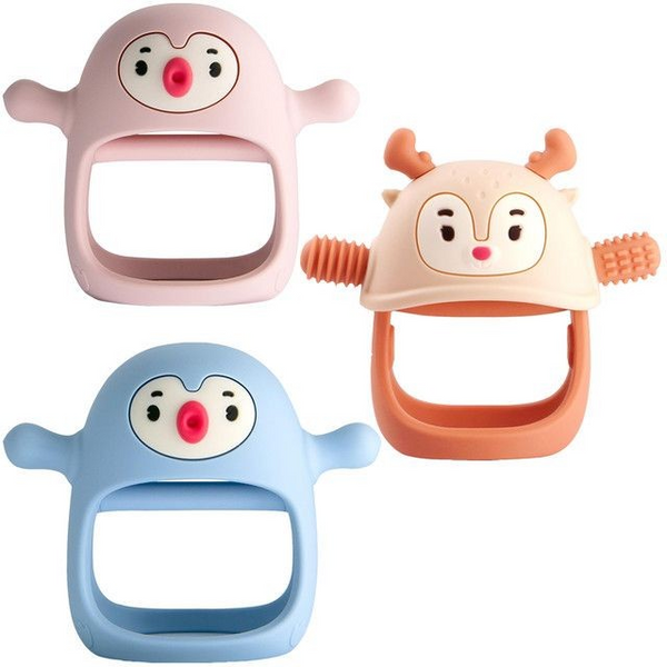 Cart In Mart 3 Pack Penguin & Deer Teether, Pacifier For Babies New Born Essentials Toy