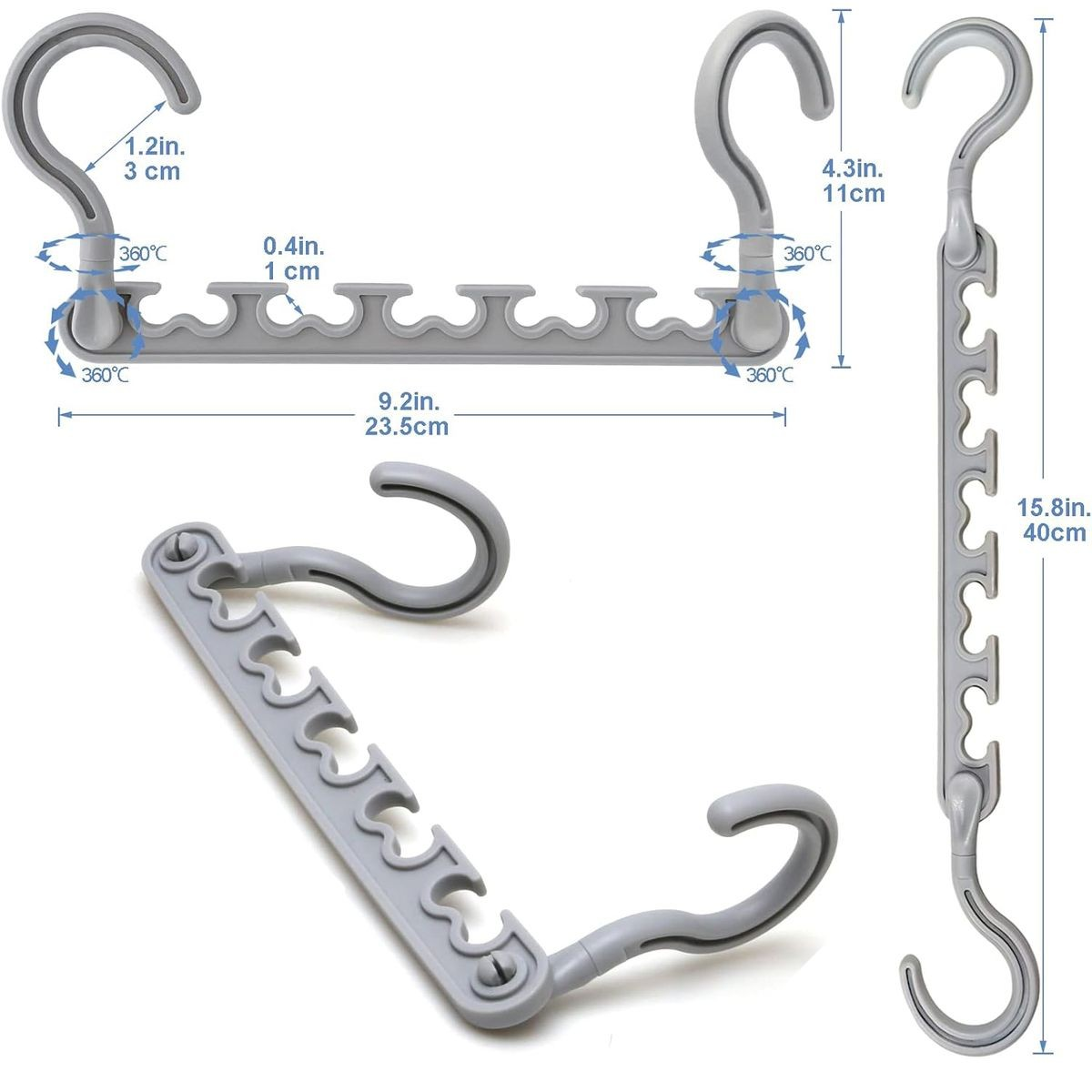 Cart In Mart Magic Closet Hangers for Clothes Space Saving Organizers - Rotating - Pack of 12