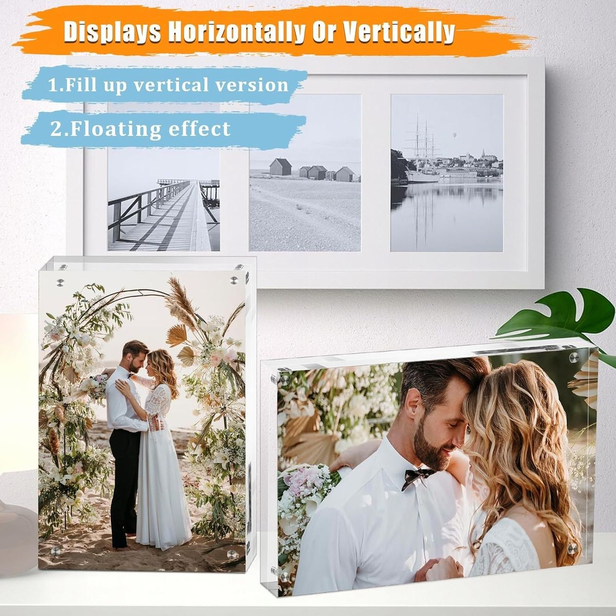 Cart In Mart Magnetic Clear Acrylic Picture Frames Dual Side Photo Frame 8x10" - 2 Pack