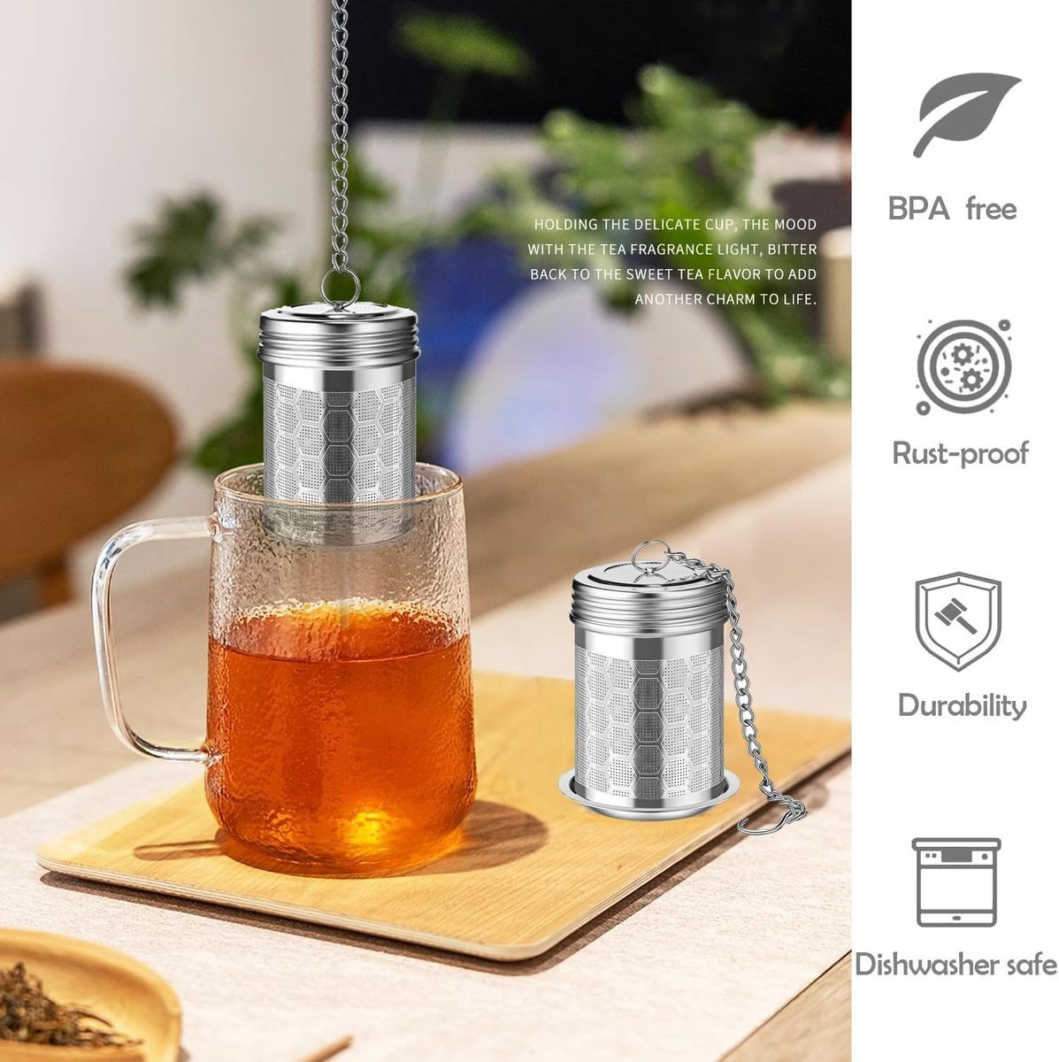 Cart In Mart Stainless Steel Tea Strainers for Loose Tea Leaf, Mesh Tea Infuser - 2 Pack
