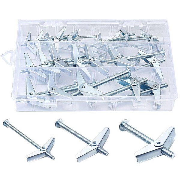 Cart In Mart 28 Piece Toggle Bolts & Nut Kit Drywall Butterfly Anchors- 3 Size 3,6,5mm