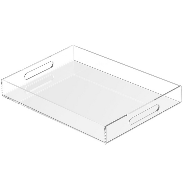 Cart In Mart Large Acrylic Serving Tray With Handles - Table Countertop Organiser Decor Clear