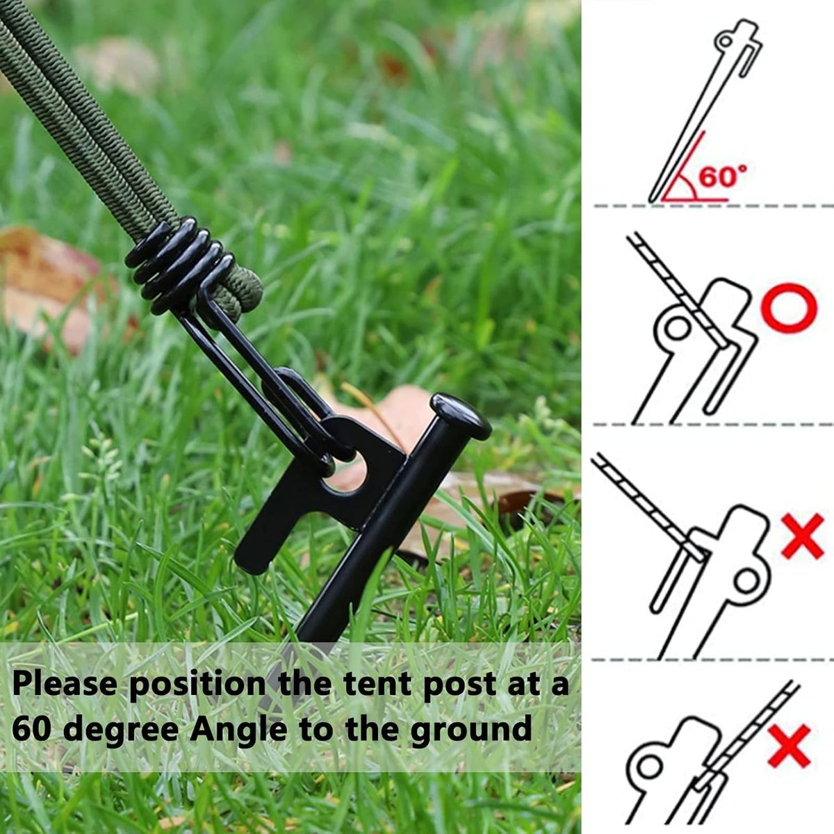 Cart In Mart 8 Pack Tent Stakes Heavy Duty 20cm Steel Pegs With 4 Ropes For Camping