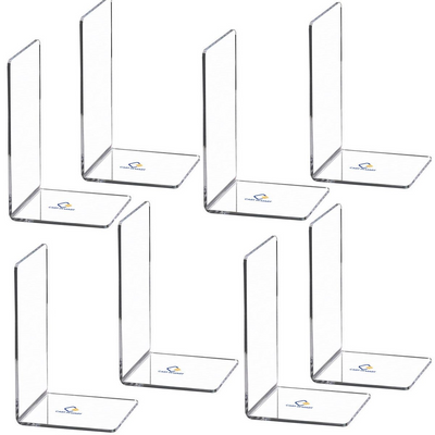 Cart In Mart Clear Acrylic Bookends For Shelves Desk Book Stopper Organiser- 8 Pack