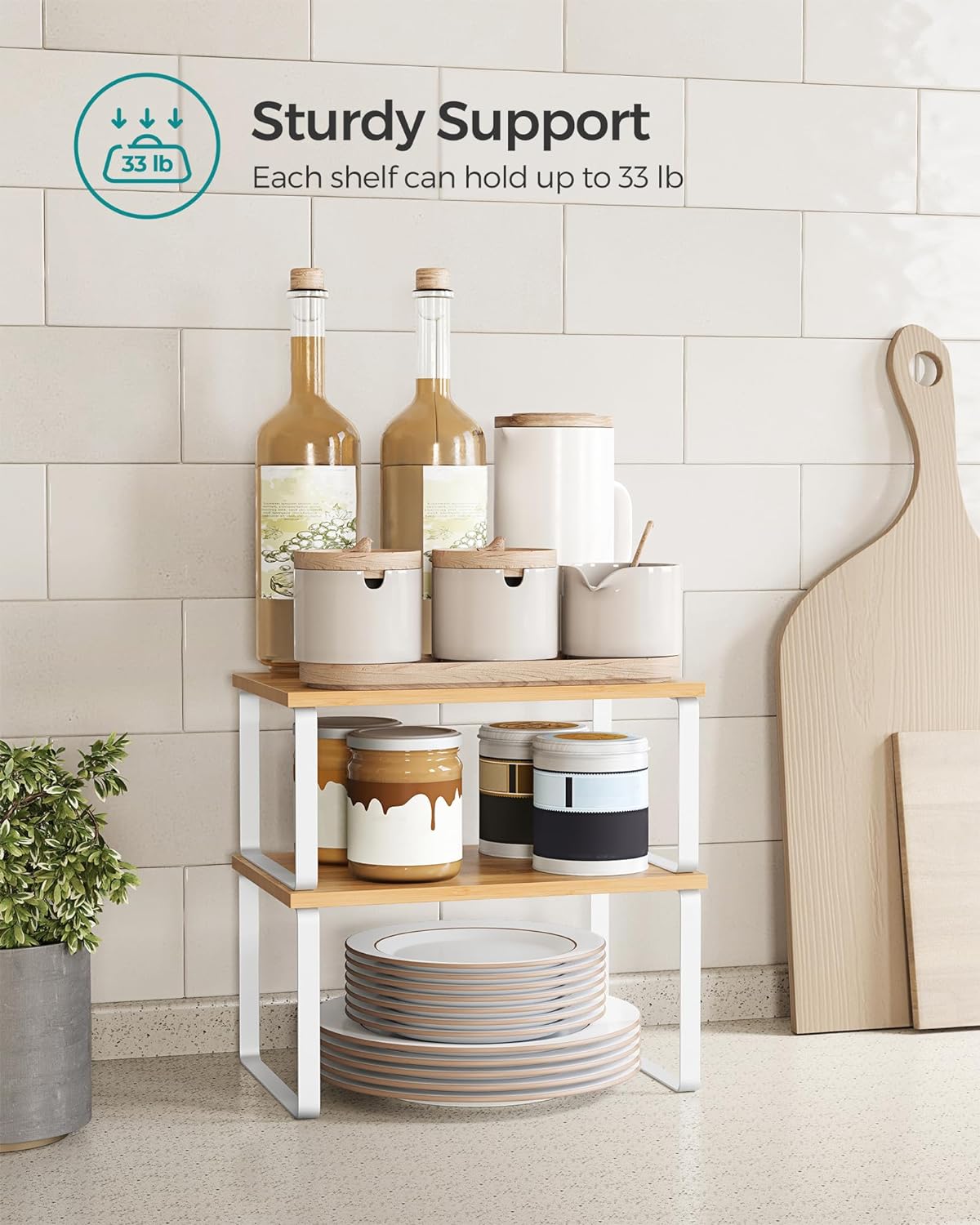 Cart In Mart 4 Pack Stackable Kitchen Cabinet Organiser Shelf Counter Storage - Multipurpose