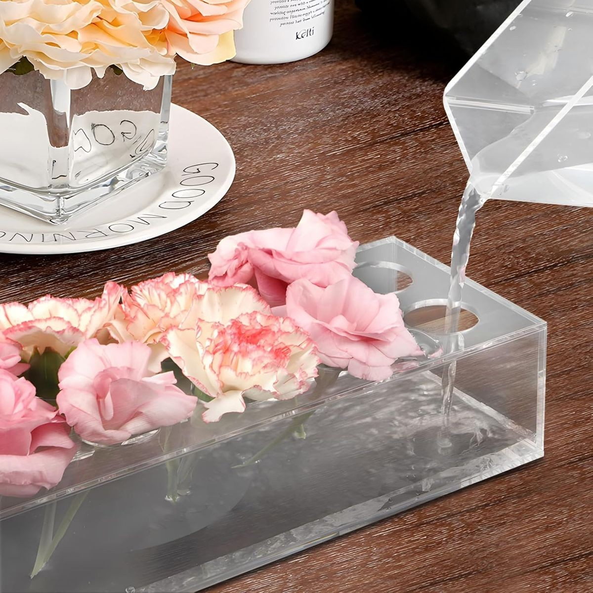 Cart In Mart 2 Pack Clear Acrylic Flower Vase With 16 Holes For Home Wedding Decor