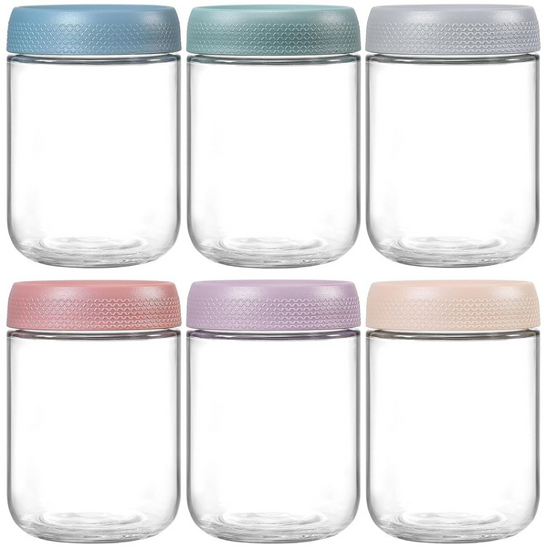 Cart in Mart 6-pack Overnight Oats Glass Jars Mason Containers With Airtight Lids-475ml