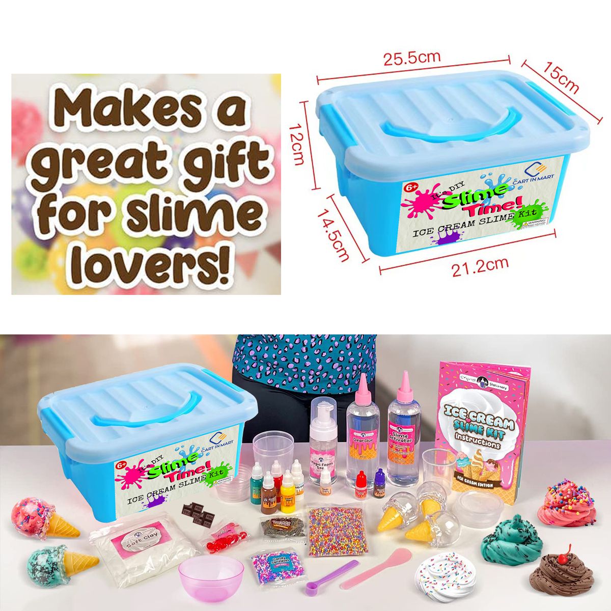 Cart In Mart Stationery Ice Cream Slime Making Kit For Girls & Boys