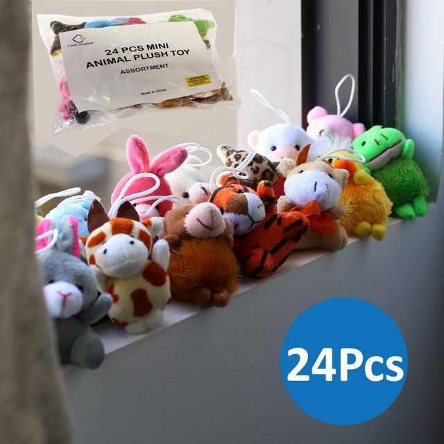 Cart In Mart Kids' Mini Animal Plush Toy Bulk Party Favor Stuffed Plushies - 24 Pack