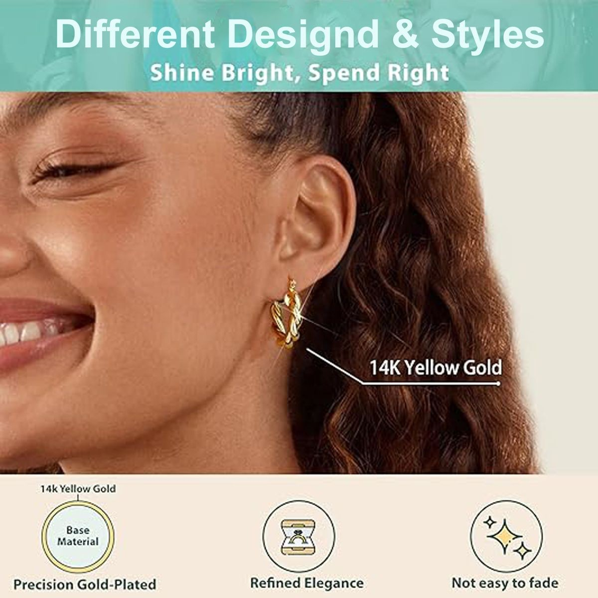 Cart In Mart 9 Pairs Hypoallergic Earrings For Women- 925 Sterling Silver & Gold Plated