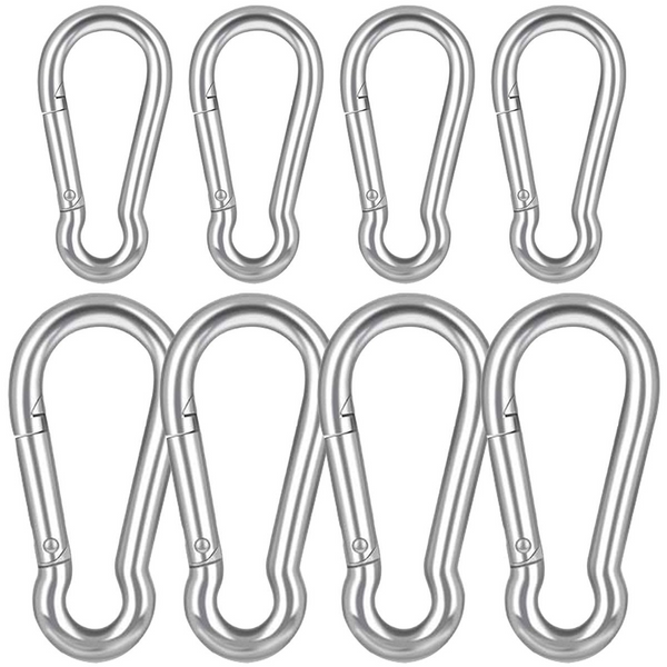 Cart In Mart 8 Piece Heavy Duty Carabiner Clips Steel Spring Snap Hook-8cm & 6cm(4 Each)