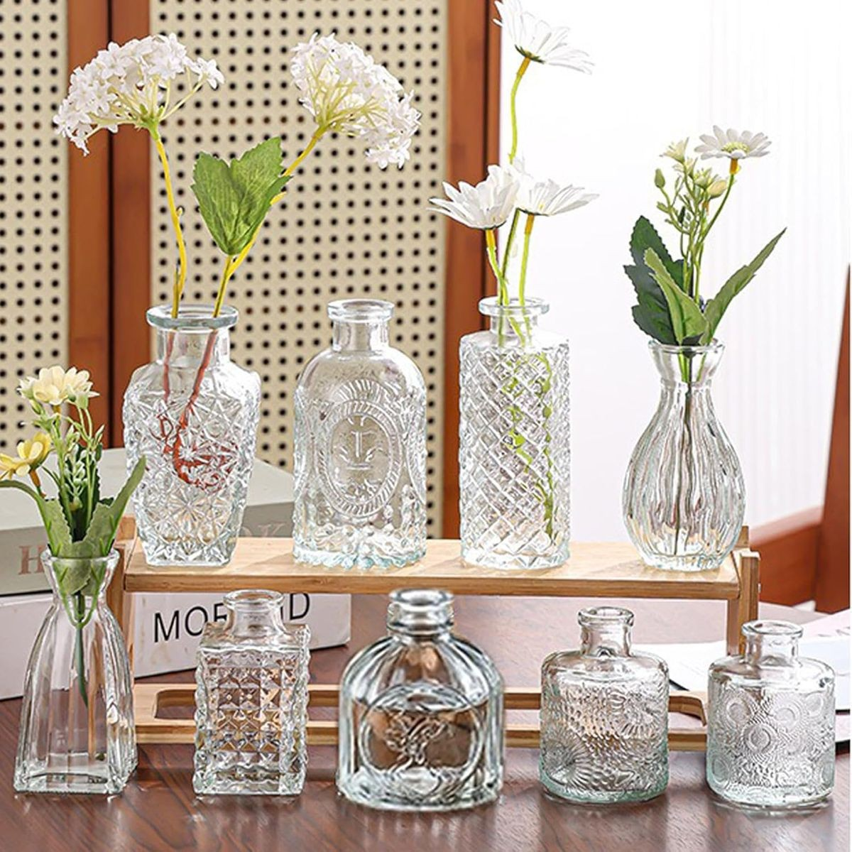 Cart In Mart 32 Pack Vintage Glass Bud Small Vase Set For Flower Home Wedding Decor