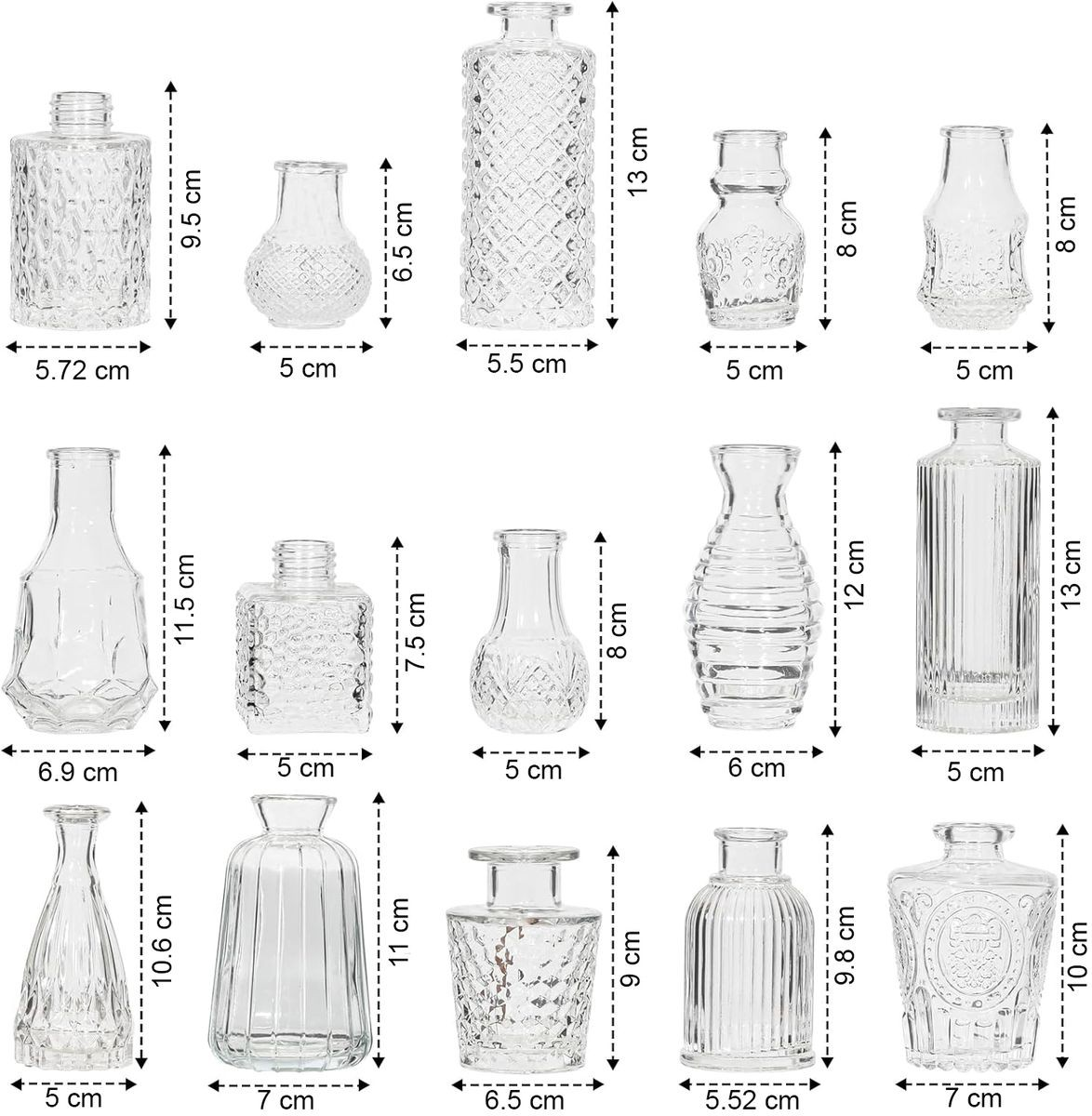 Cart In Mart 32 Pack Vintage Glass Bud Small Vase Set For Flower Home Wedding Decor