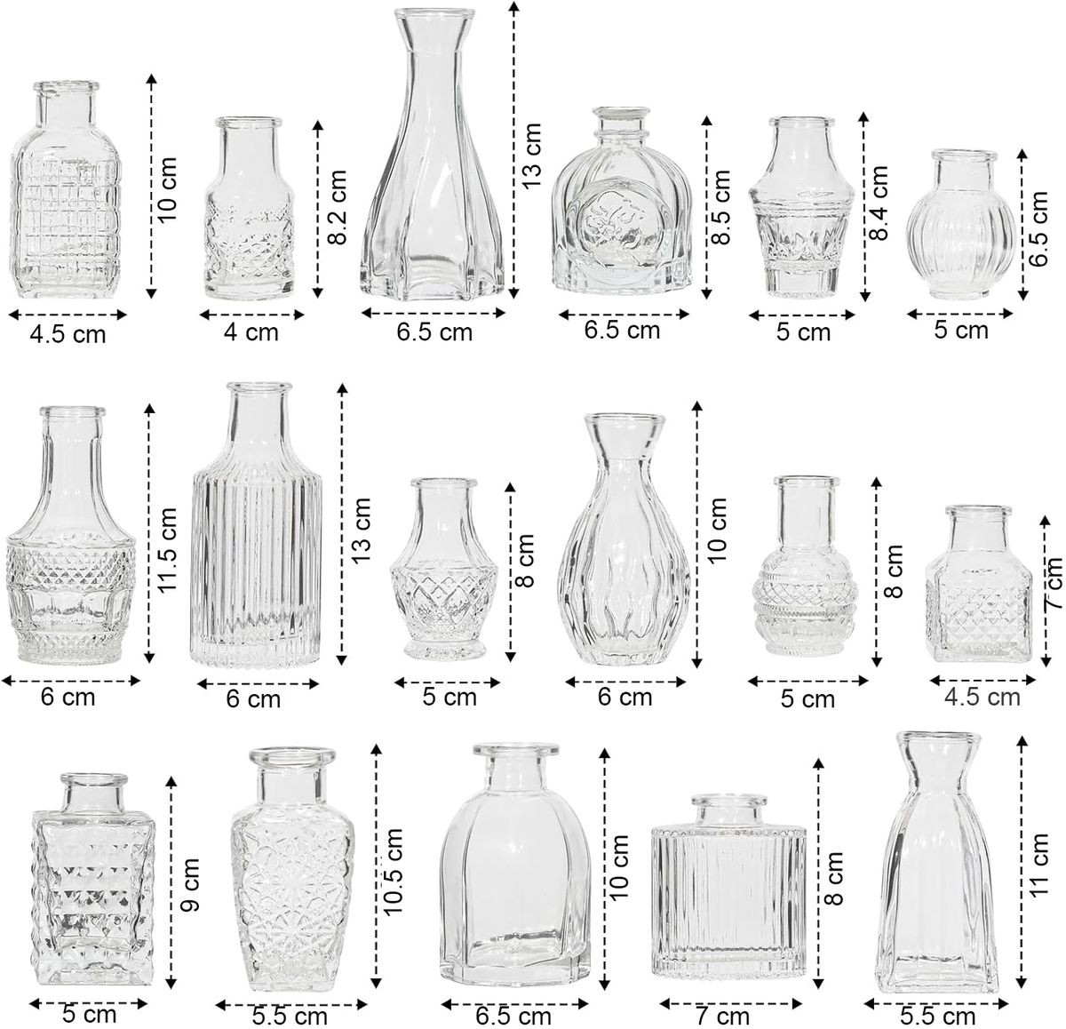 Cart In Mart 32 Pack Vintage Glass Bud Small Vase Set For Flower Home Wedding Decor