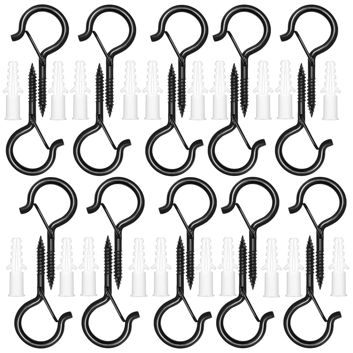 Cart In Mart 20 Piece Q Hanger Hooks With Safety Buckle Hanging Screw-5.6cm Multipurpose