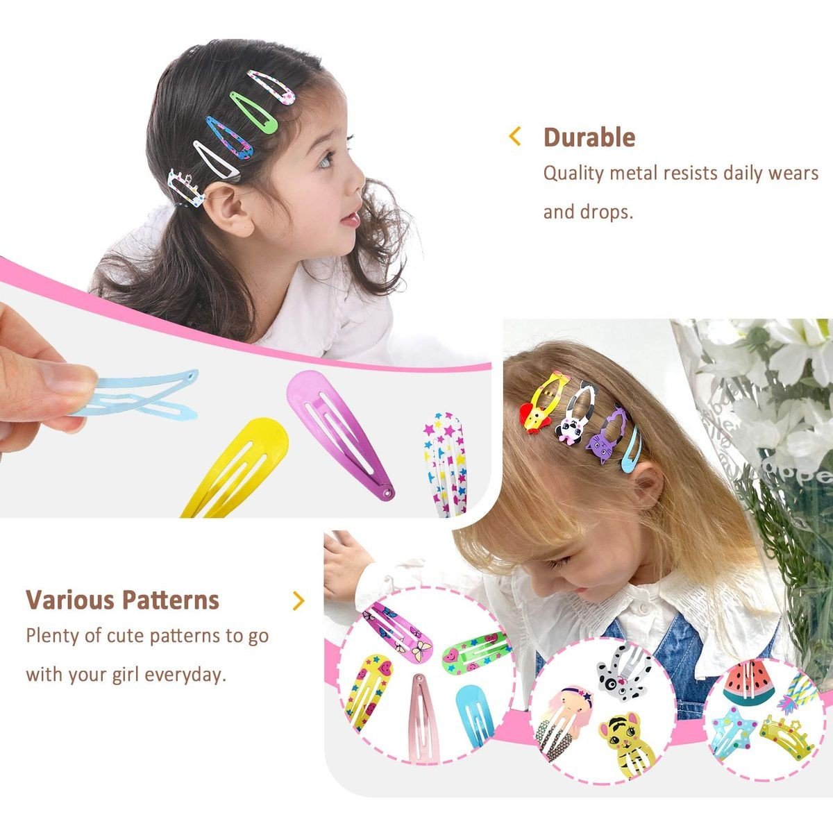 Cart In Mart Hair Clips For Girls Women Teens Metal Snap Hair Pin, Barrettes - 100 Piece