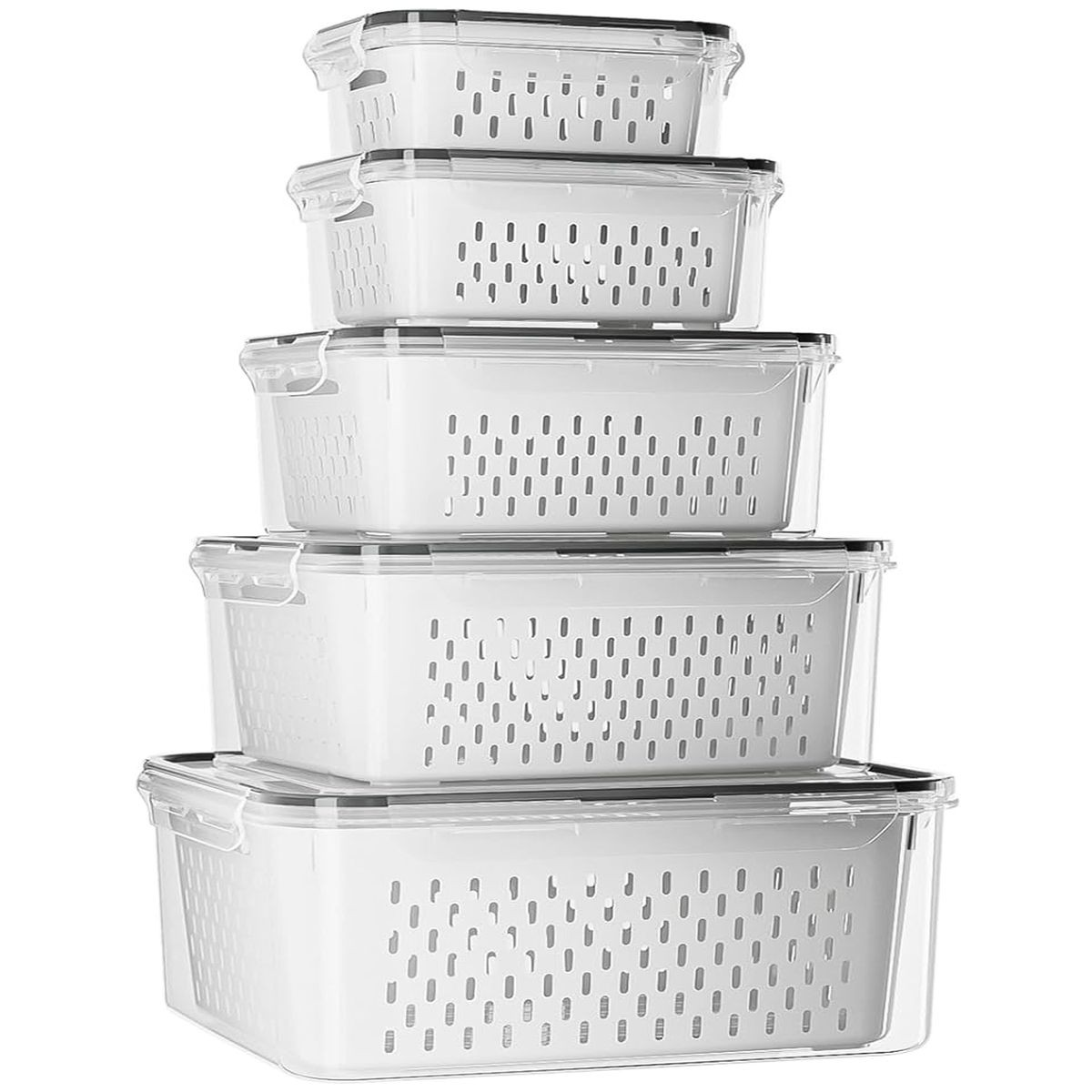 Cart In Mart 5 Pack (10 Piece) Fridge Food Storage Containers With Removable Colander