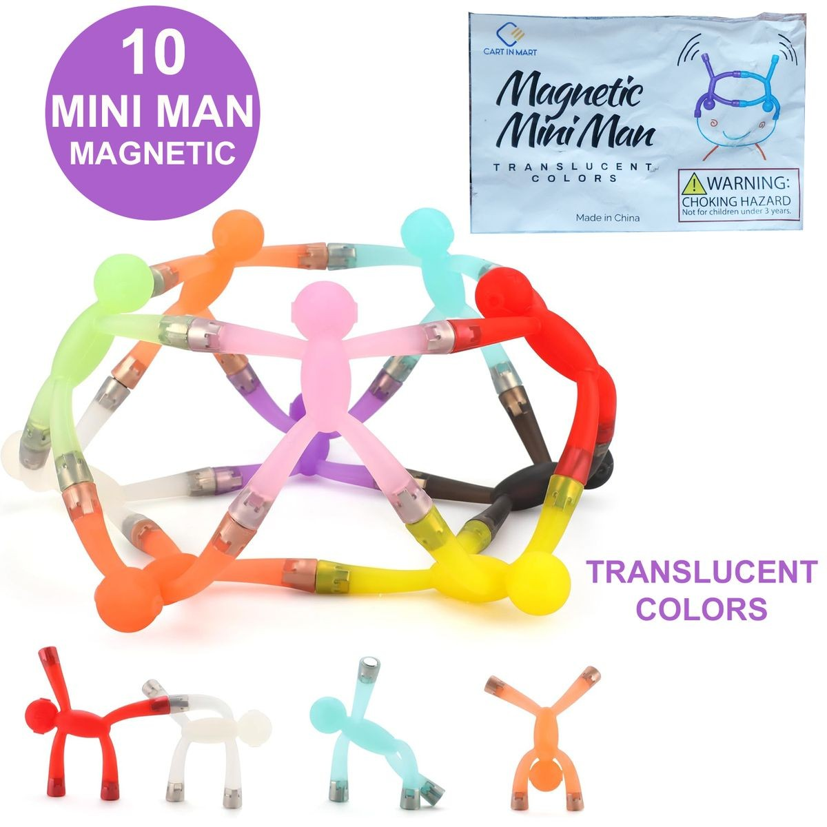 Cart In Mart Humanoid Fridge Magnet Toys for Adults and Kids Novelty Magnetic Man - Pack of 10