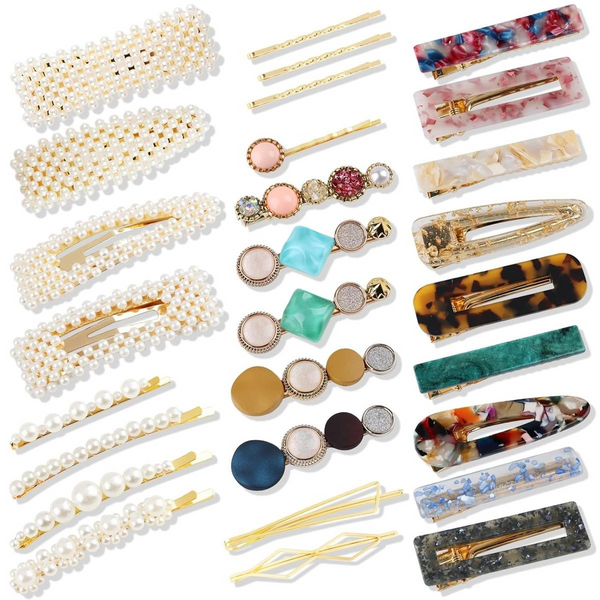 Cart In Mart Pearls Resin Hair Clips and Barrettes Hairpins Accessories For Girls - 28 Piece