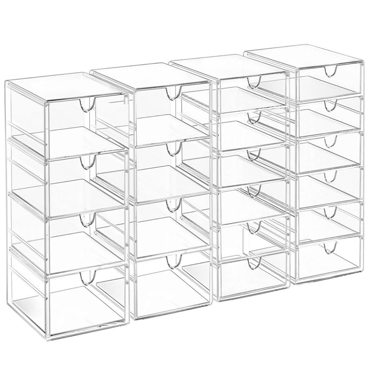 Cart In Mart 20 Drawer - 4 Sets Clear Makeup Organizers Multipurpose Stackable Storage