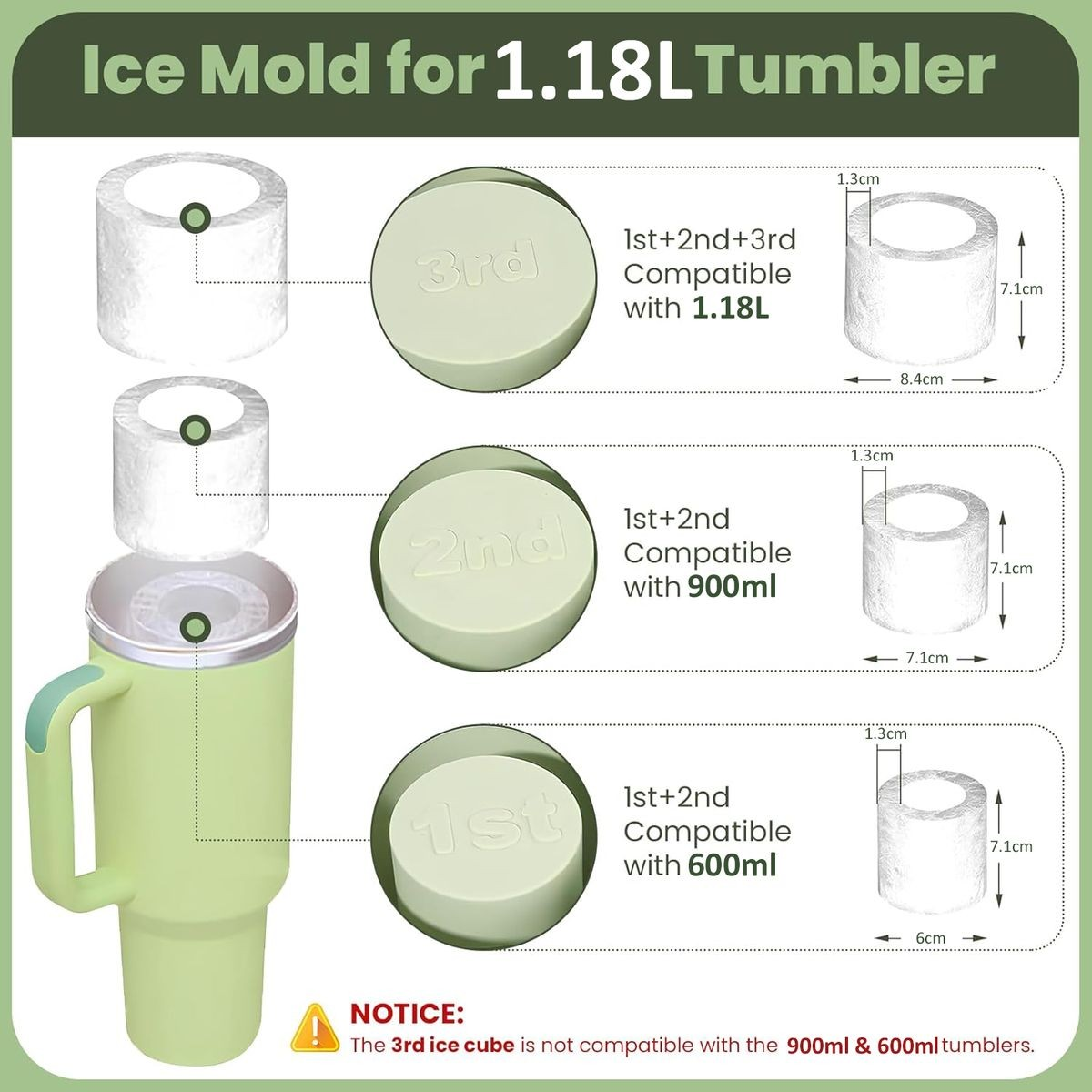 Cart In Mart Silicone Ice Cube Tray For Tumbler Cup With Lid & Bin Mold Maker-Large