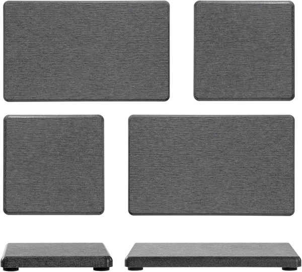 Cart In Mart 4 Pack Diatomite Coasters Water Absorbant Stone Trays For Bathroom/Kitchen Dark Grey