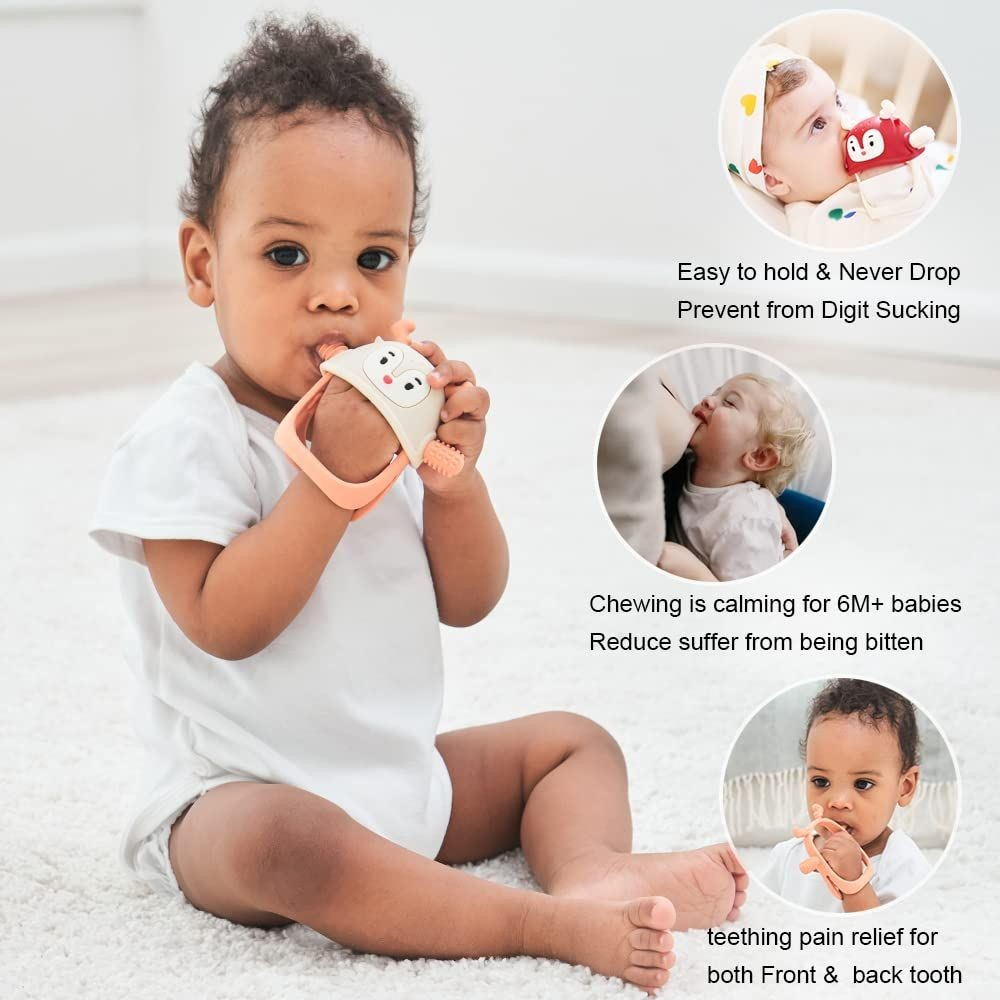 Cart In Mart 3 Pack Penguin & Deer Teether, Pacifier For Babies New Born Essentials Toy