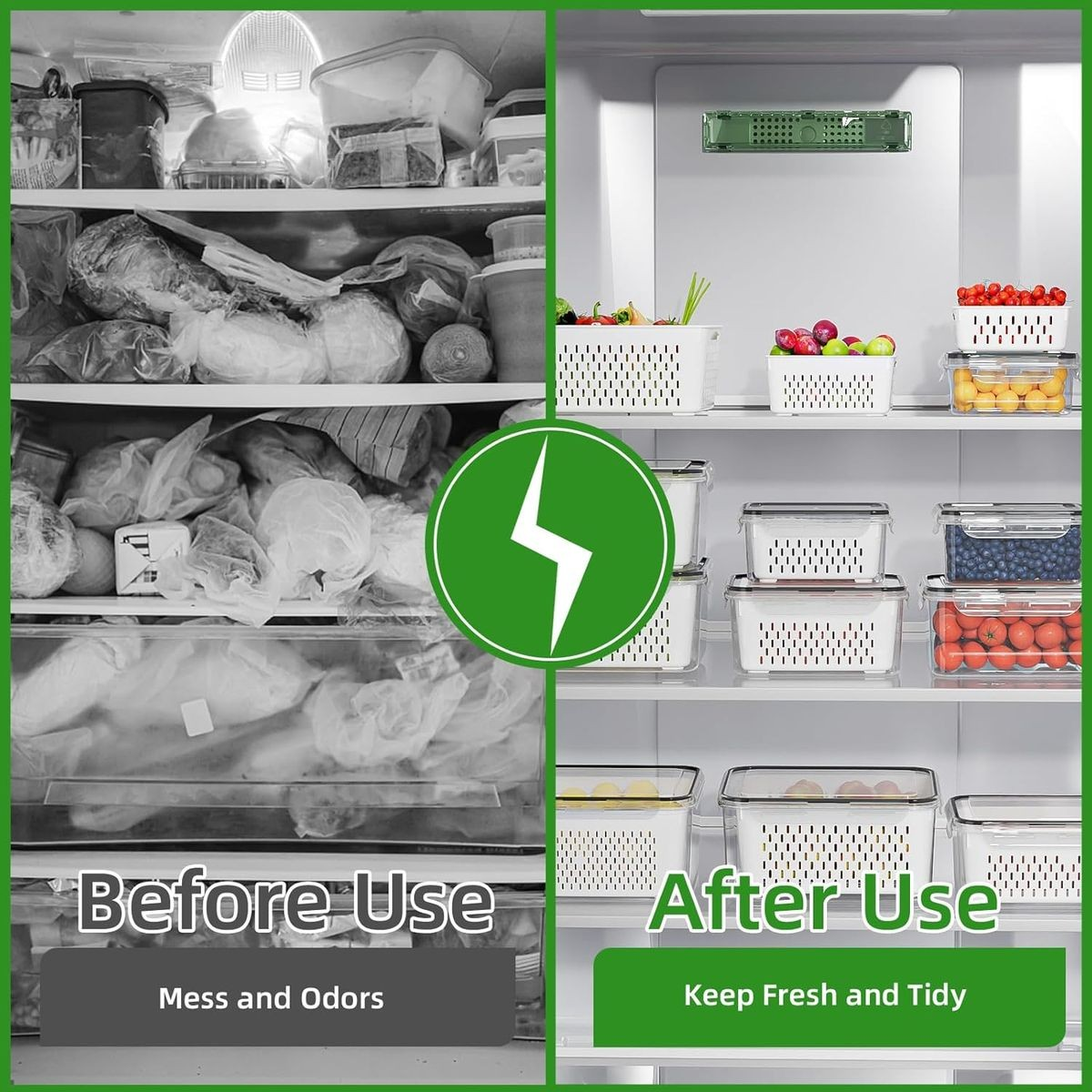 Cart In Mart 5 Pack (10 Piece) Fridge Food Storage Containers With Removable Colander
