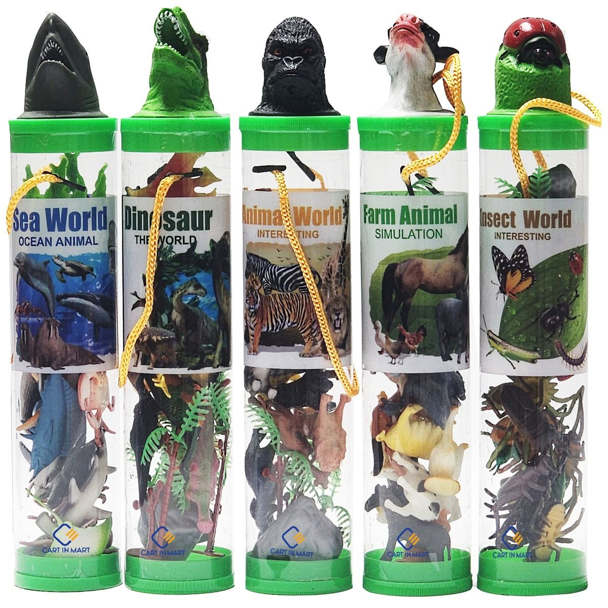 Cart In Mart Small Animal Figures Toys Party Favor- Sea, Zoo, Farm,Dino, Insect - 75 Piece