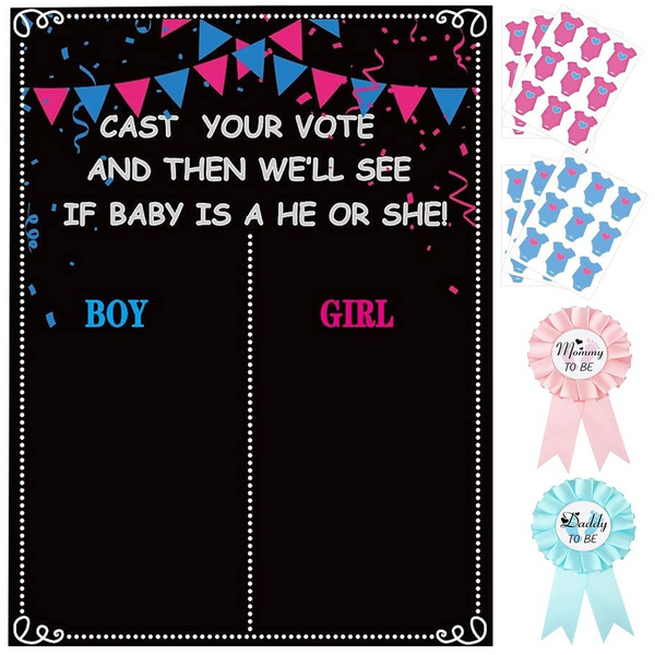 57 Piece Voting Gender Reveal Games & Baby Shower Party Decorations- Large Cart In Mart