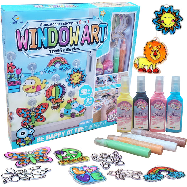 Cart In Mart Create Your Own Window Art Kit With Suncatcher, Glass Paint, Paper, Suction