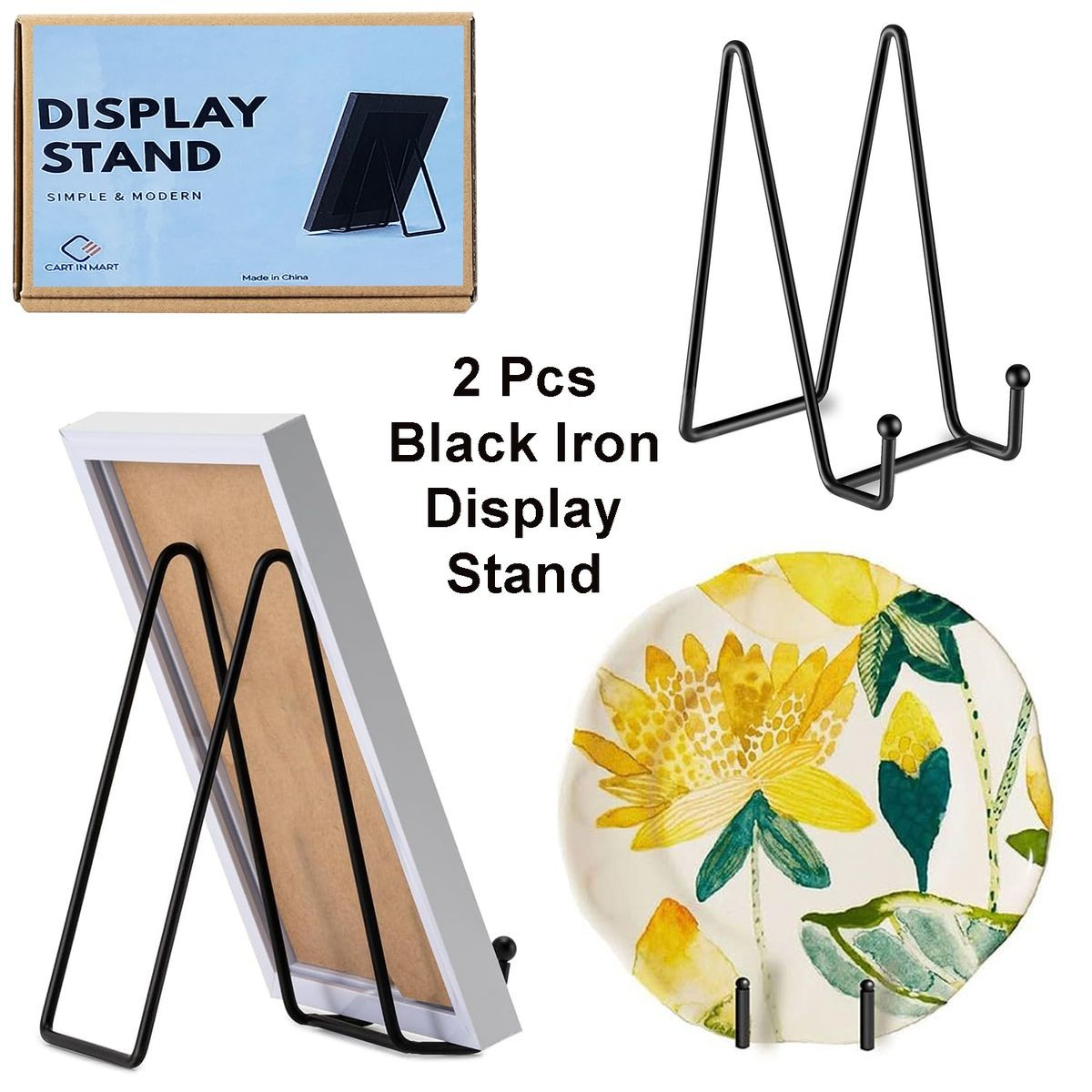 Cart In Mart 2 Pack Decorative Plate Display Stand For Cook Book Photo Easel -Metal
