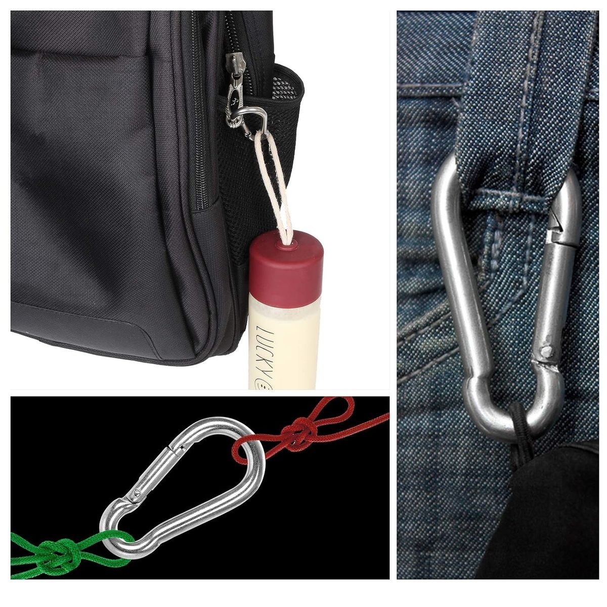 Cart In Mart 8 Piece Heavy Duty Carabiner Clips Steel Spring Snap Hook-8cm & 6cm(4 Each)