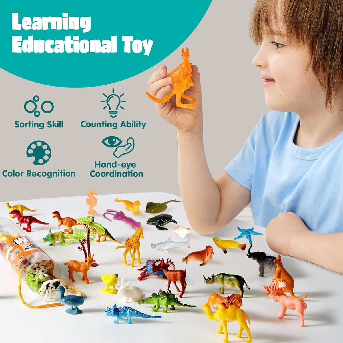 Cart In Mart Small Animal Figures Toys Party Favor- Sea, Zoo, Farm,Dino, Insect - 75 Piece