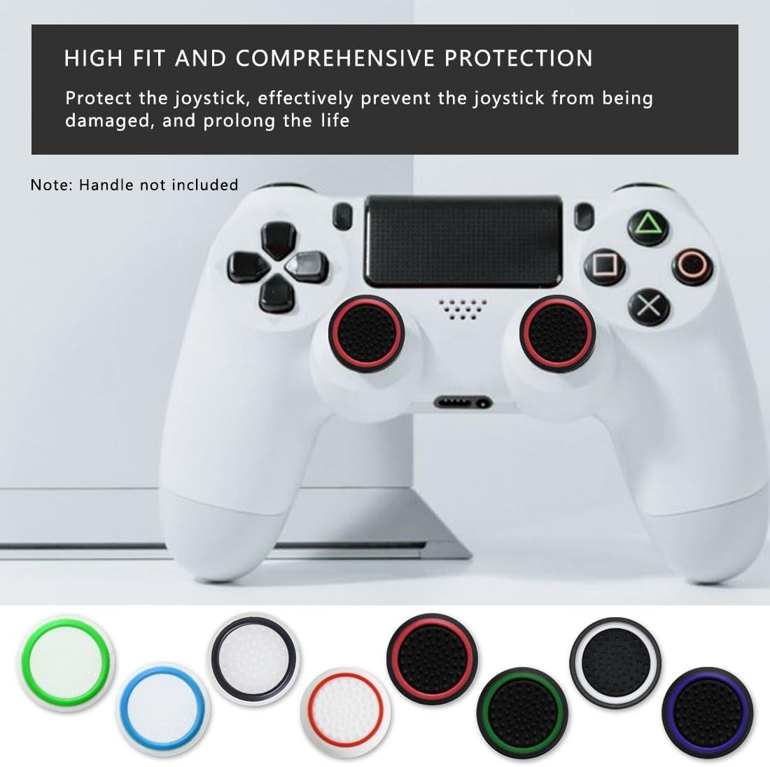 Cart In Mart 8 Pairs Silicone Thumb Grips Cover Caps For Controller Joystick- Universal