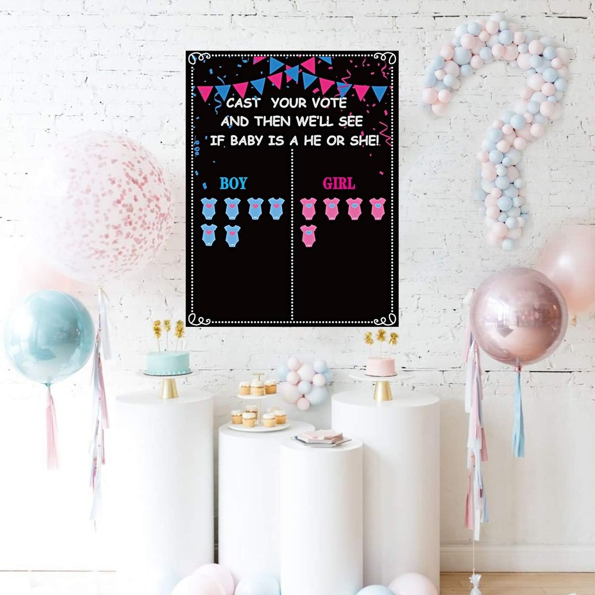 Cart In Mart 57 Piece Voting Gender Reveal Games & Baby Shower Party Decorations- Large