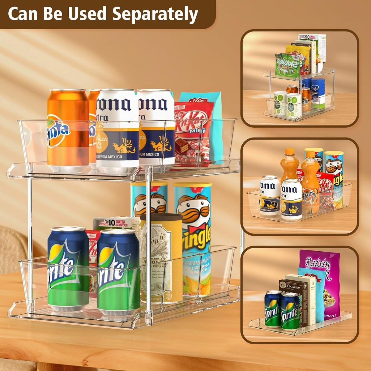 2-Pack Clear Under Sink Organizer | 2-Tier Pull-Out Storage | Cart In Mart