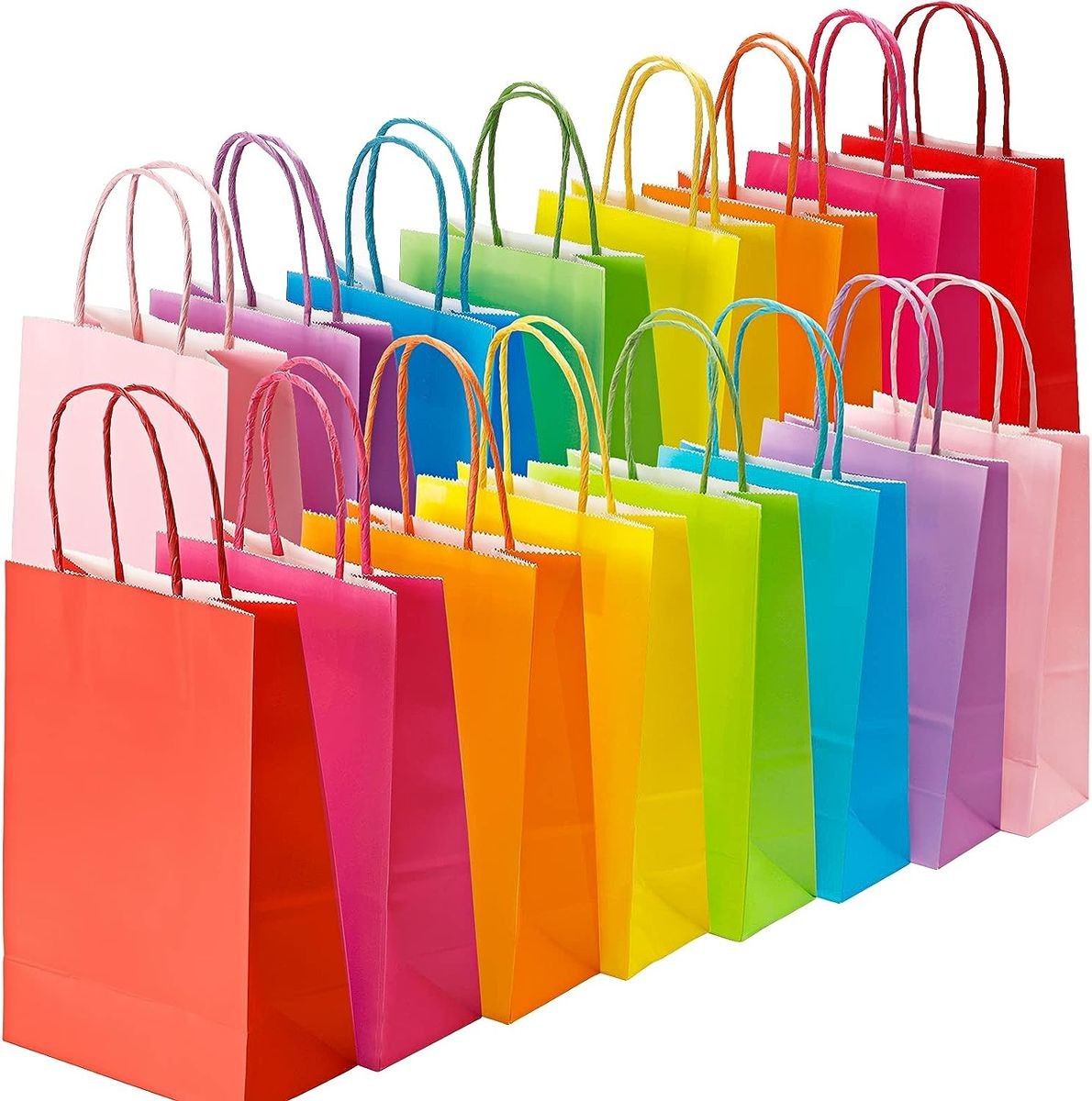 Cart In Mart 64 Pack Kraft Paper Gift Bags Bluk Party Favour In 8 Colours -Small