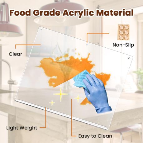 Cart In Mart Clear Acrylic Cutting Board With Counter Lip For Kitchen Non-Slip