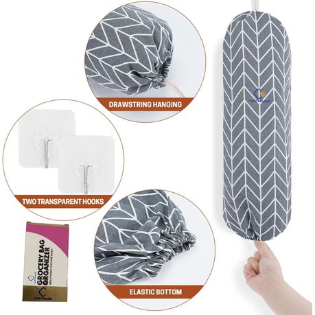 Cart In Mart 2 Piece Plastic Bag Holder Wall Mount Grocery Bag Storage Organiser Reusable