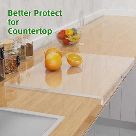 Cart In Mart Clear Acrylic Cutting Board With Counter Lip For Kitchen Non-Slip