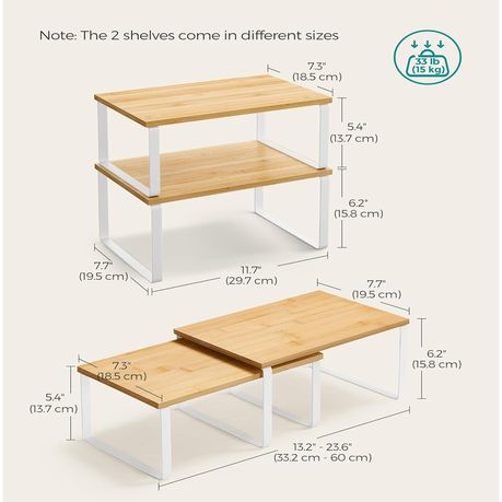 Cart In Mart 4 Pack Stackable Kitchen Cabinet Organiser Shelf Counter Storage - Multipurpose